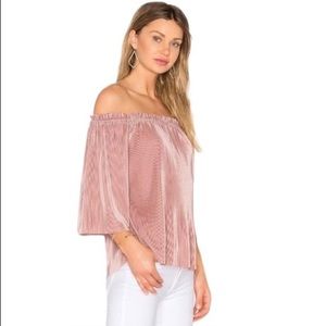 J.O.A. Blush Pink Off Shoulder Blouse Long Sleeve Bardot Neckline‎ Shirt Top